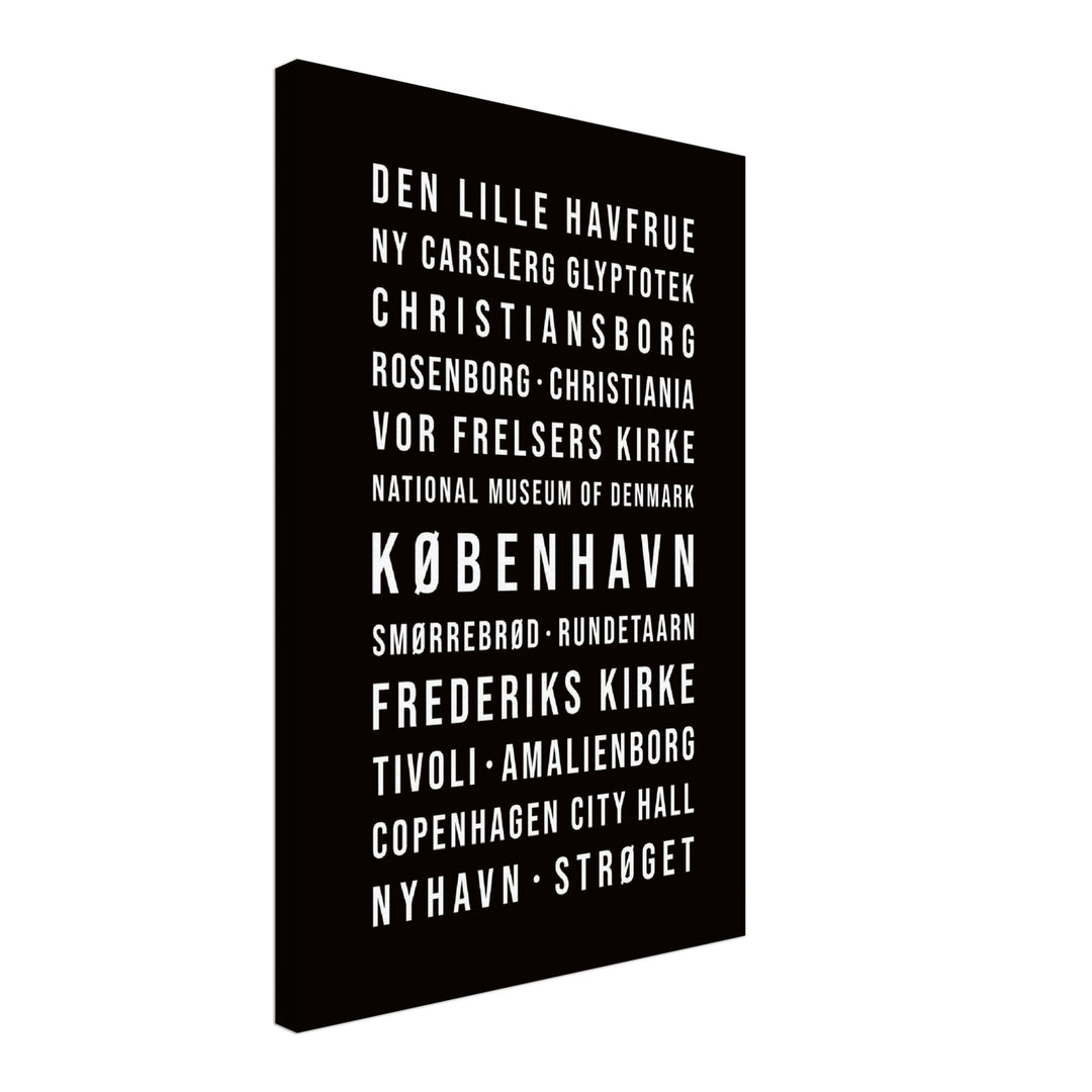Kopenhagen - Typografie-Wandbild - Leinwand Schwarzgrau Neutral