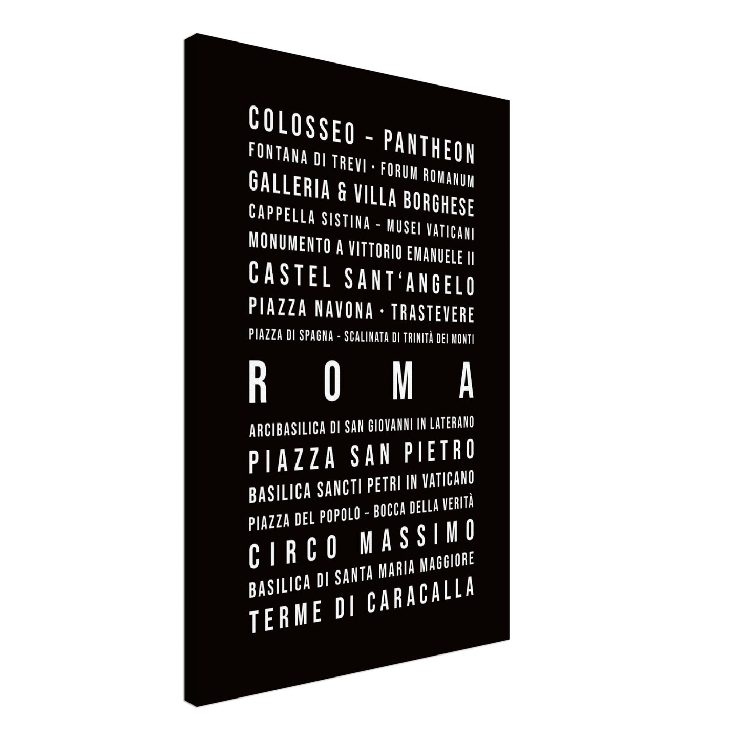 Rom - Typografie-Wandbild - Leinwand Schwarzgrau Neutral