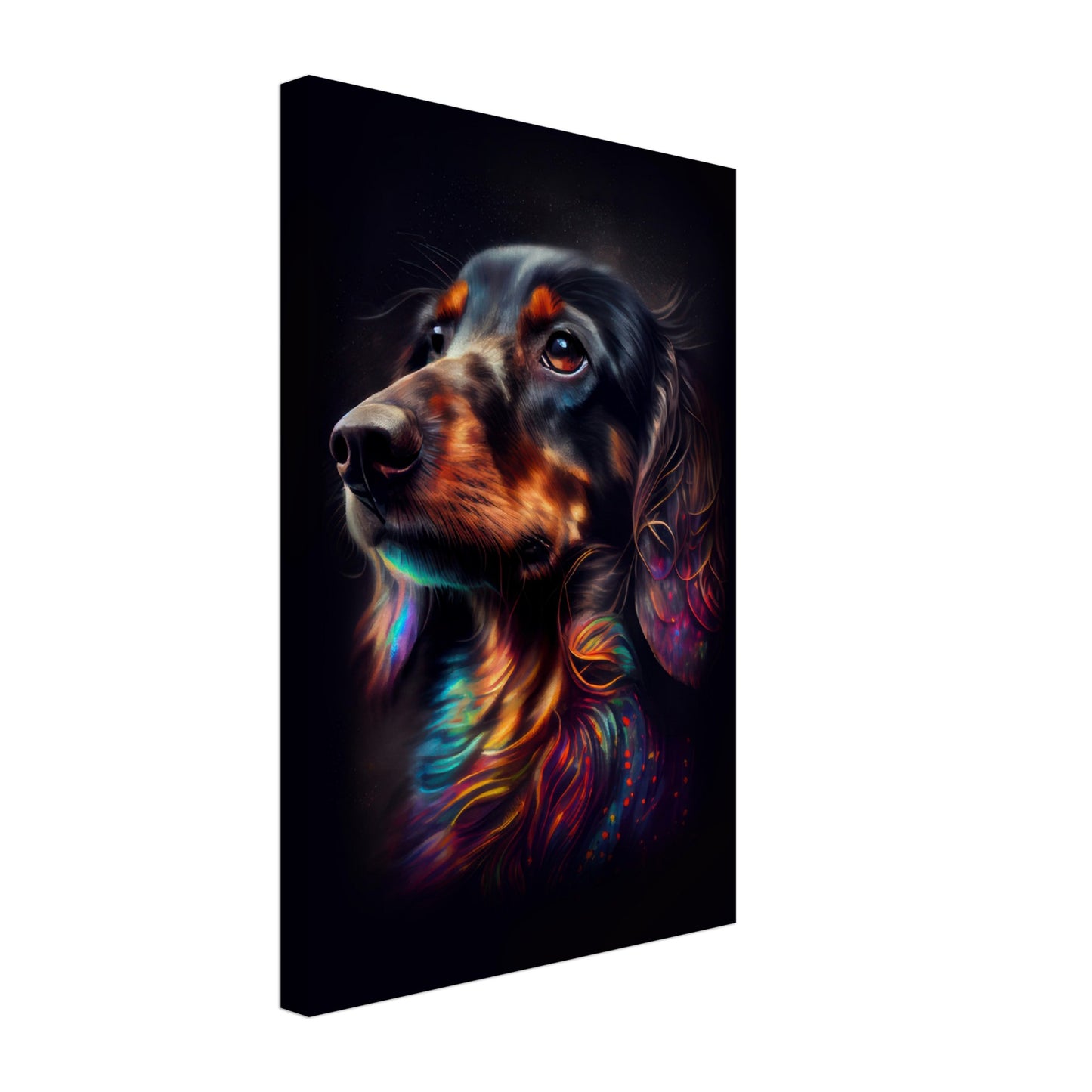 Dackel Zoe - Hunde Wandbild - Dogs Art Leinwand ColorWorld im Hochformat - Hundebilder Hundeportrait Tiere Tierbilder Kunstdruck