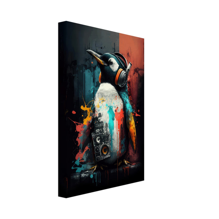 Polar Pal - Pinguine Wandbild - Crazy Wildlife Leinwand ColorWorld im Hochformat - Coole Tiere & Animals Kunstdruck