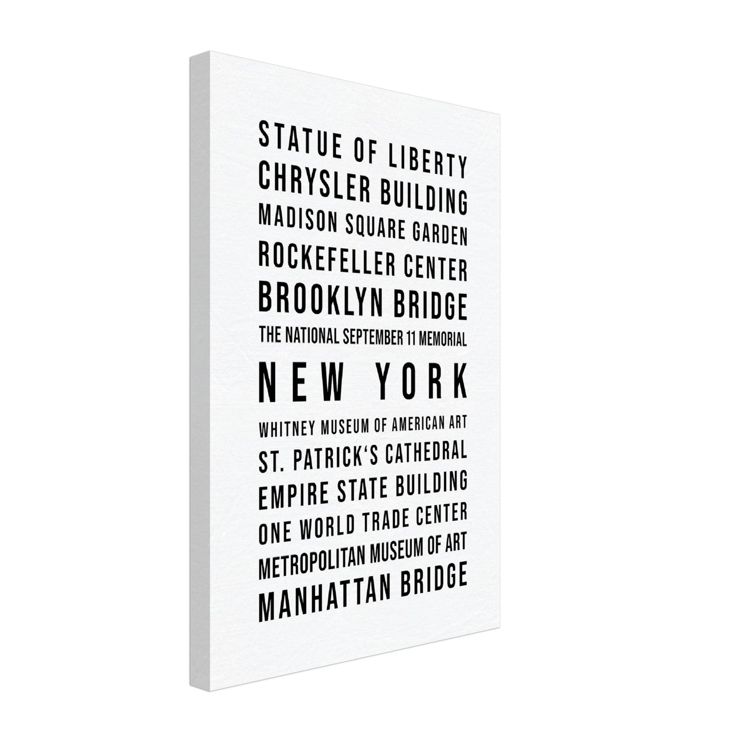 New York - Typografie-Wandbild - Leinwand Weiss Neutral