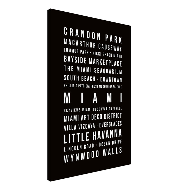 Miami - Typografie-Wandbild - Leinwand Schwarzgrau Neutral