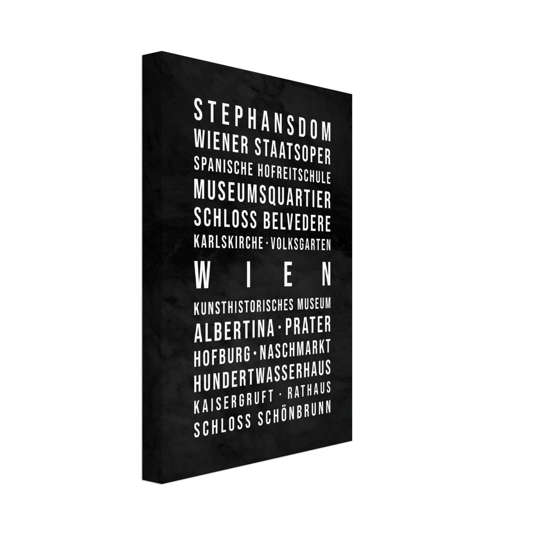 Wien - Typografie-Wandbild - Leinwand Schwarzgrau Marmoroptik