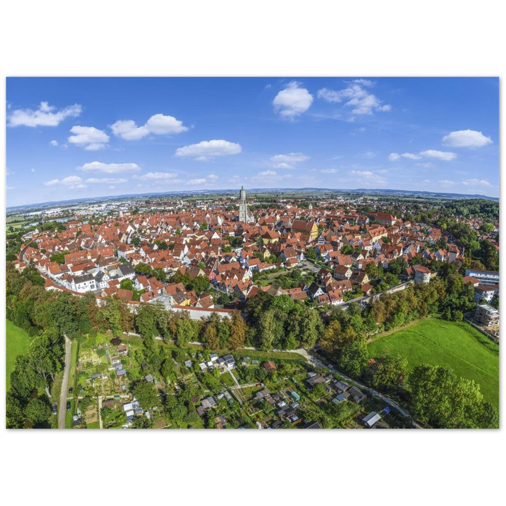 Nördlingen mit St. Georg und historischer Stadtmauer – Poster Seidenmatt Panorama – Nördlingen – ohne Rahmen