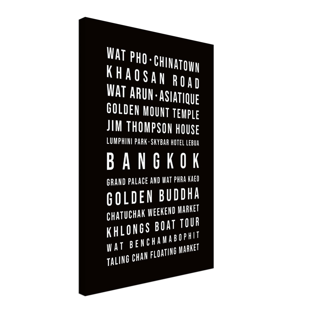Bangkok - Typografie-Wandbild - Leinwand Schwarzgrau Neutral