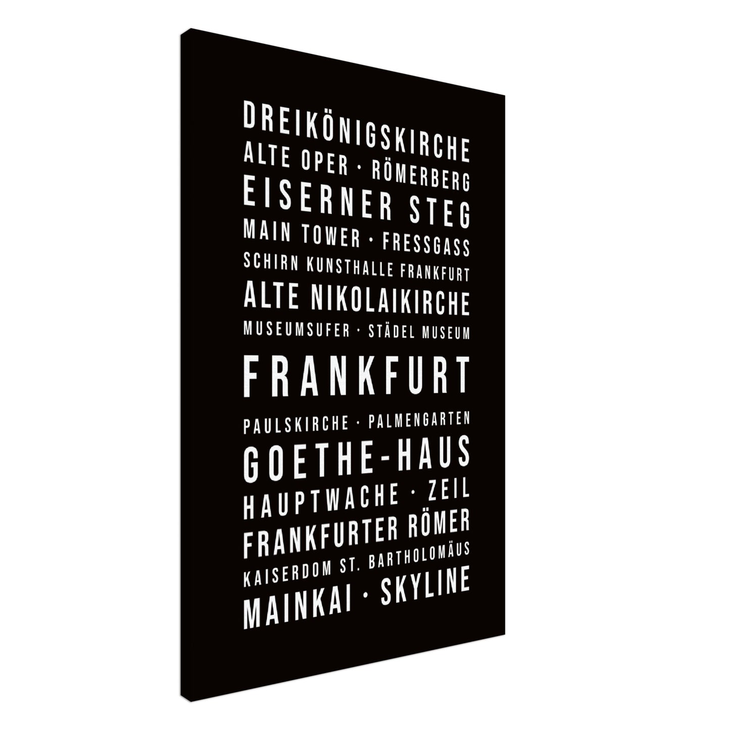 Frankfurt - Typografie-Wandbild - Leinwand Schwarzgrau Neutral
