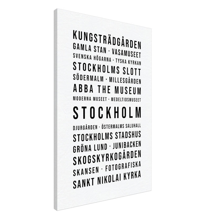 Stockholm - Typografie-Wandbild - Leinwand Weiss Neutral