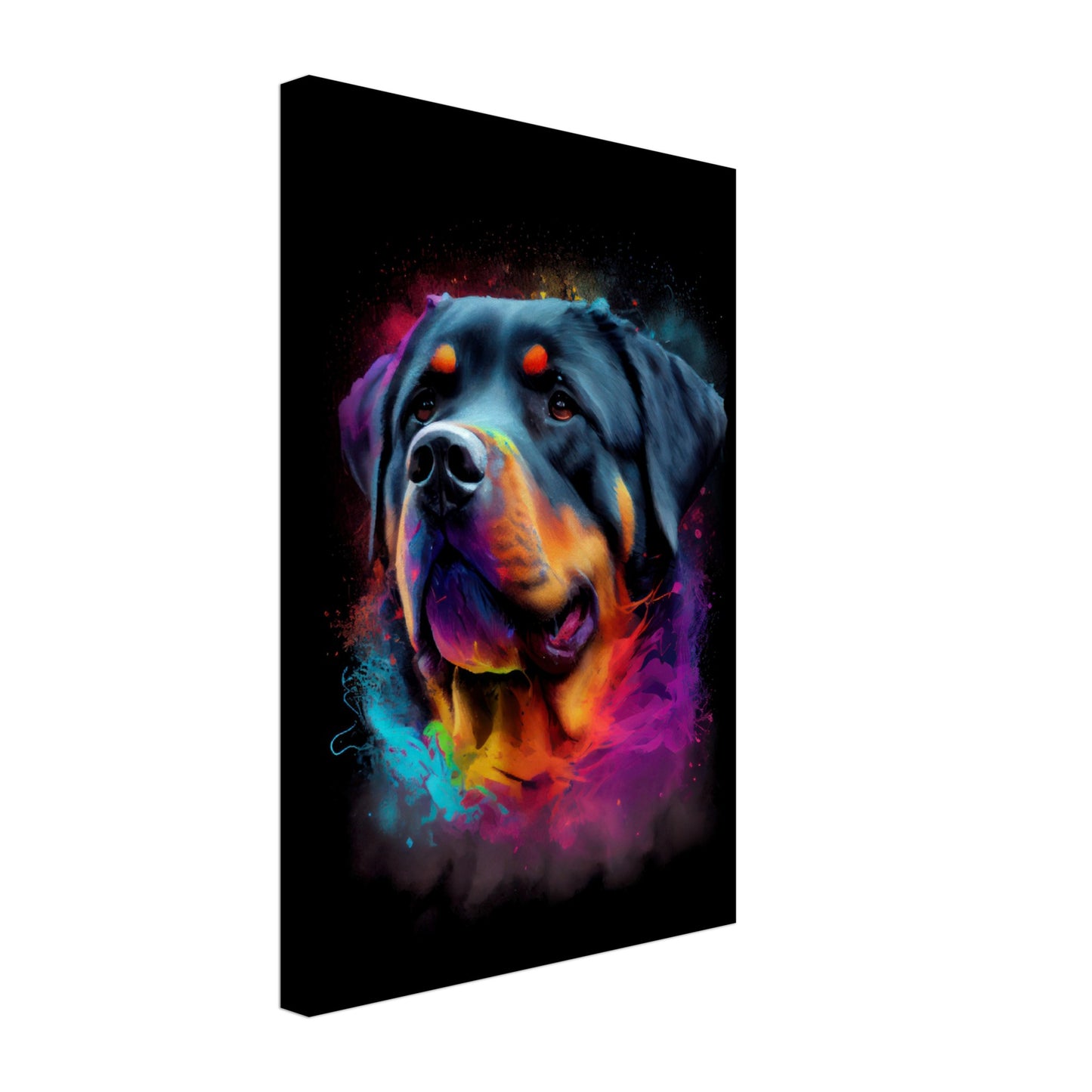 Rottweiler Stella - Hunde Wandbild - Dogs Art Leinwand ColorWorld im Hochformat - Hundebilder Hundeportrait Tiere Tierbilder Kunstdruck