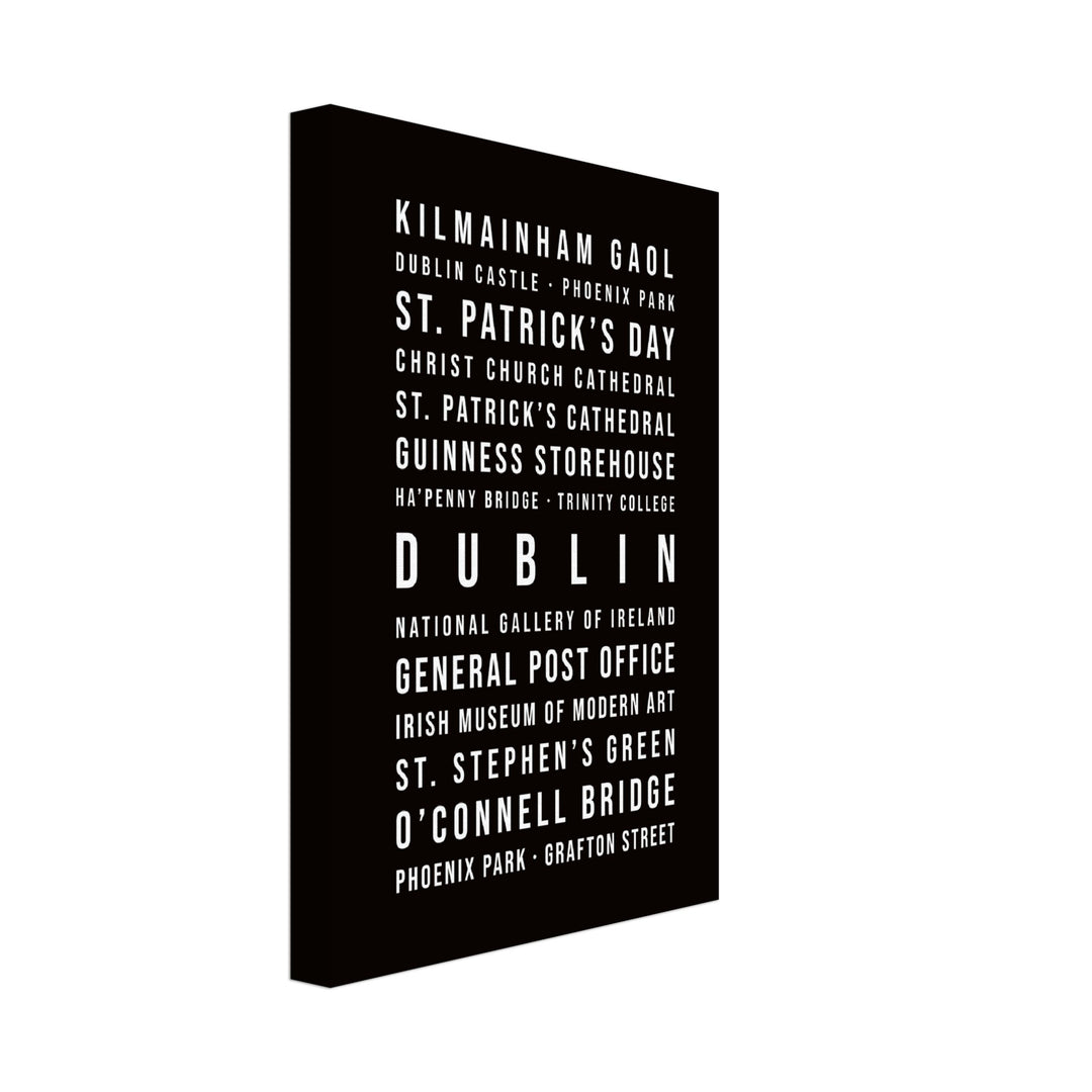 Dublin - Typografie-Wandbild - Leinwand Schwarzgrau Neutral