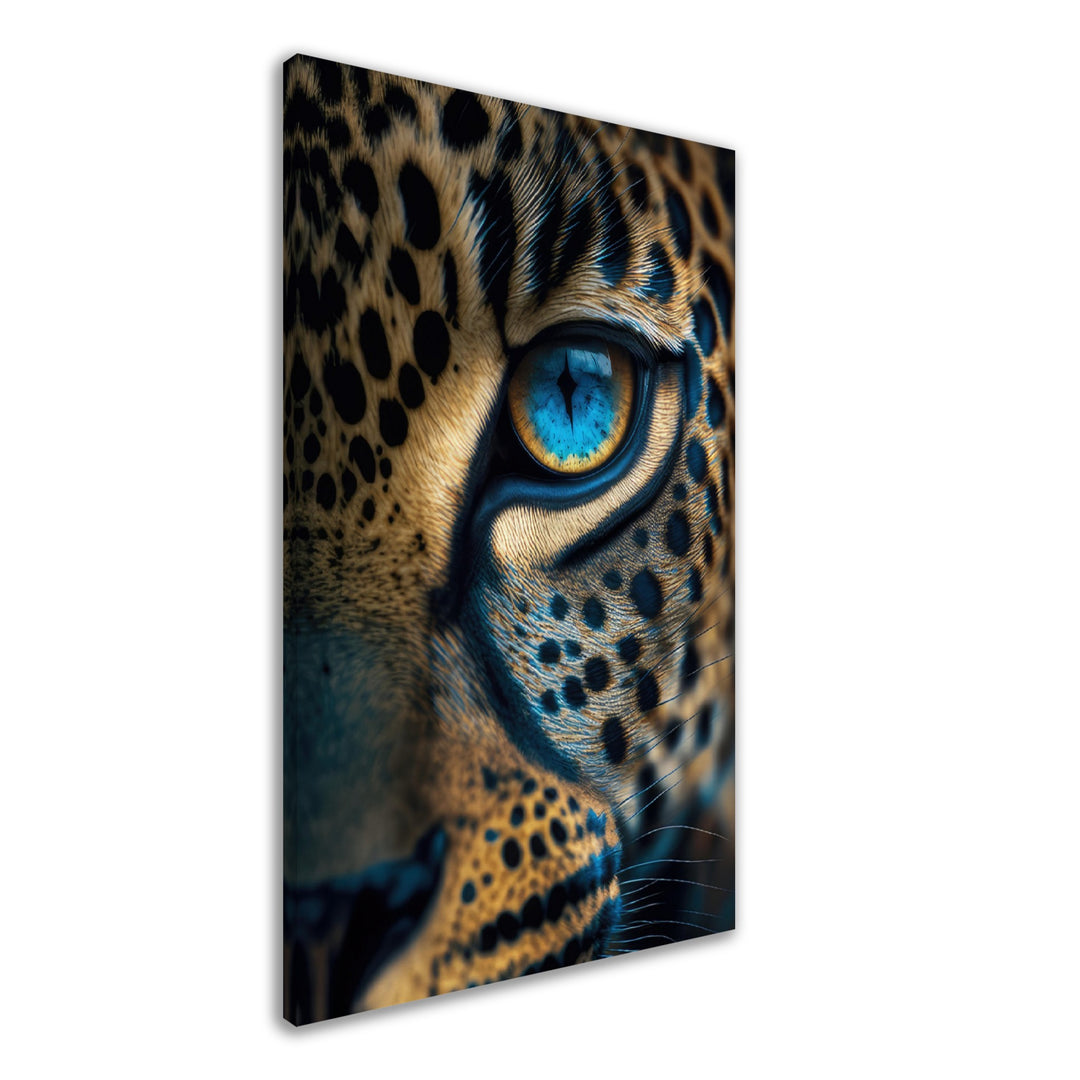 Leopard Predator Gaze - Leoparden Wandbild - Animals Close Up Leinwand ColorWorld im Hochformat - Coole Tier-Porträts & Animals Kunstdruck