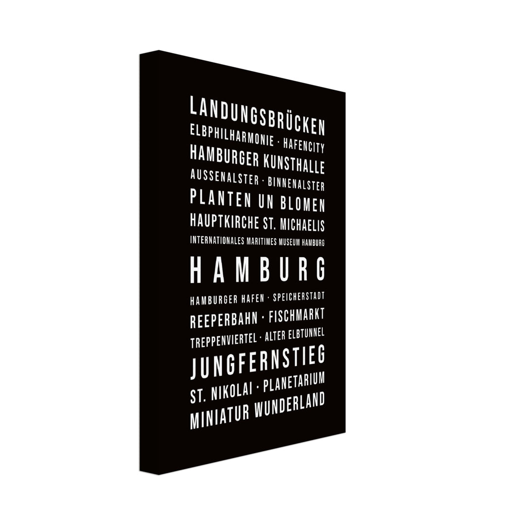 Hamburg - Typografie-Wandbild - Leinwand Schwarzgrau Neutral