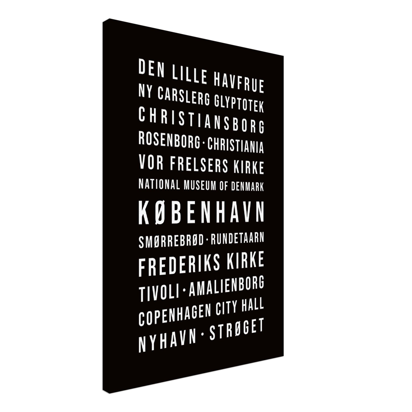 Kopenhagen - Typografie-Wandbild - Leinwand Schwarzgrau Neutral