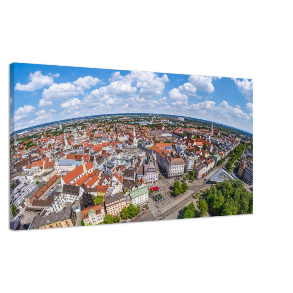 Augsburger Königsplatz mit Fuggerstrasse – Leinwand Panorama – Augsburg