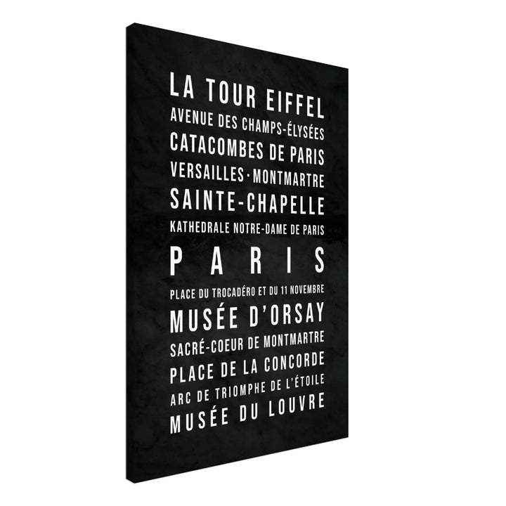 Paris - Typografie-Wandbild - Leinwand Schwarzgrau Marmoroptik