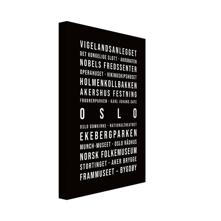 Oslo - Typografie-Wandbild - Leinwand Schwarzgrau Neutral