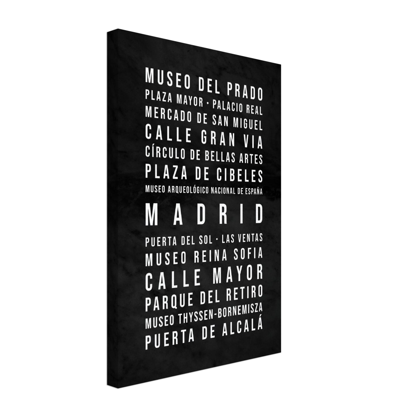 Madrid - Typografie-Wandbild - Leinwand Schwarzgrau Marmoroptik
