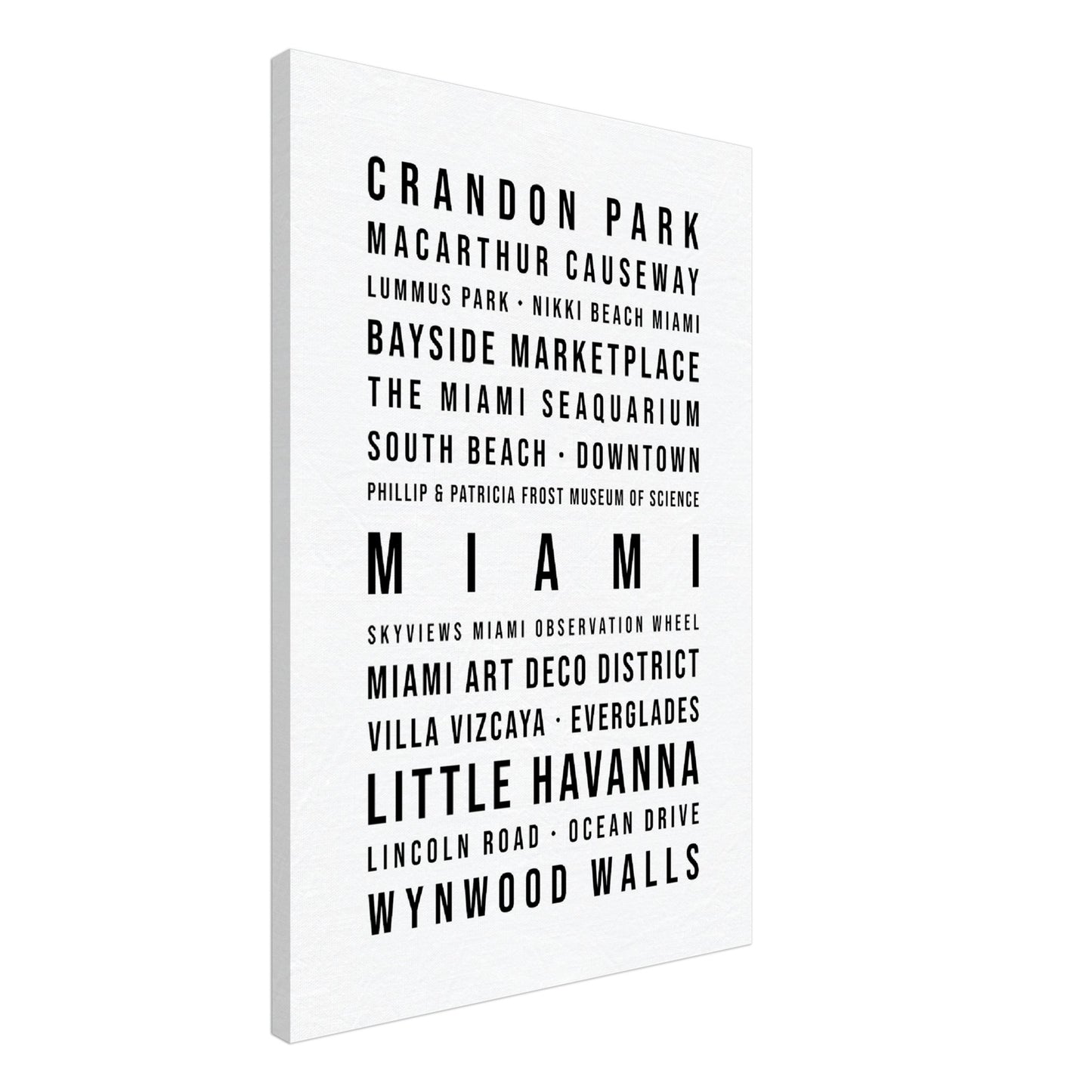 Miami - Typografie-Wandbild - Leinwand Weiss Neutral