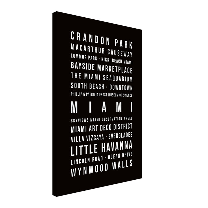 Miami - Typografie-Wandbild - Leinwand Schwarzgrau Neutral