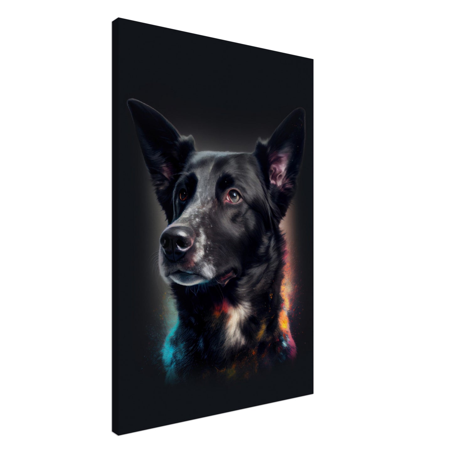 Labrador-Aussie-Mix Aike - Hunde Wandbild - Dogs Art Leinwand ColorWorld im Hochformat - Hundebilder Hundeportrait Tiere Tierbilder Kunstdruck