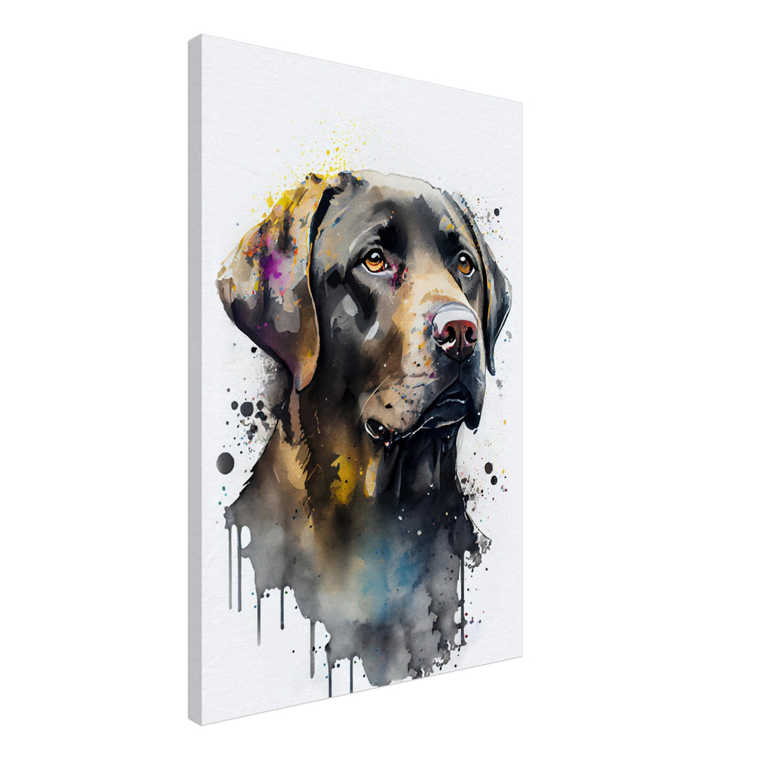 Labrador Emma - Hunde Wandbild - Dogs Art Leinwand WaterColors im Hochformat - Hundebilder Hundeportrait Tiere Tierbilder Kunstdruck Aquarell