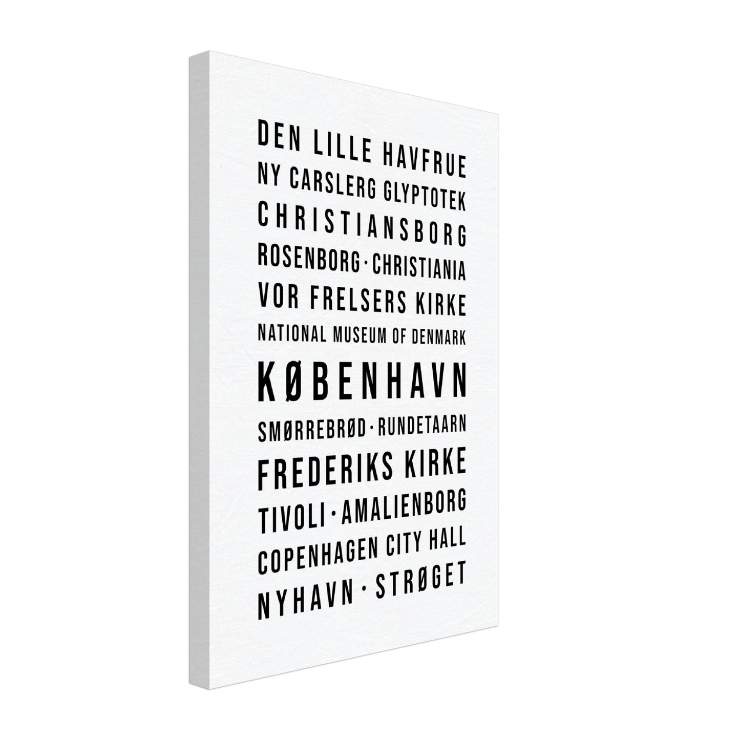 Kopenhagen - Typografie-Wandbild - Leinwand Weiss Neutral
