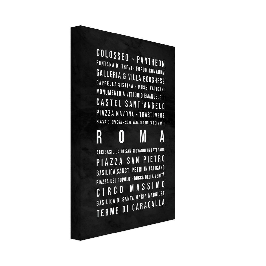 Rom - Typografie-Wandbild - Leinwand Schwarzgrau Marmoroptik