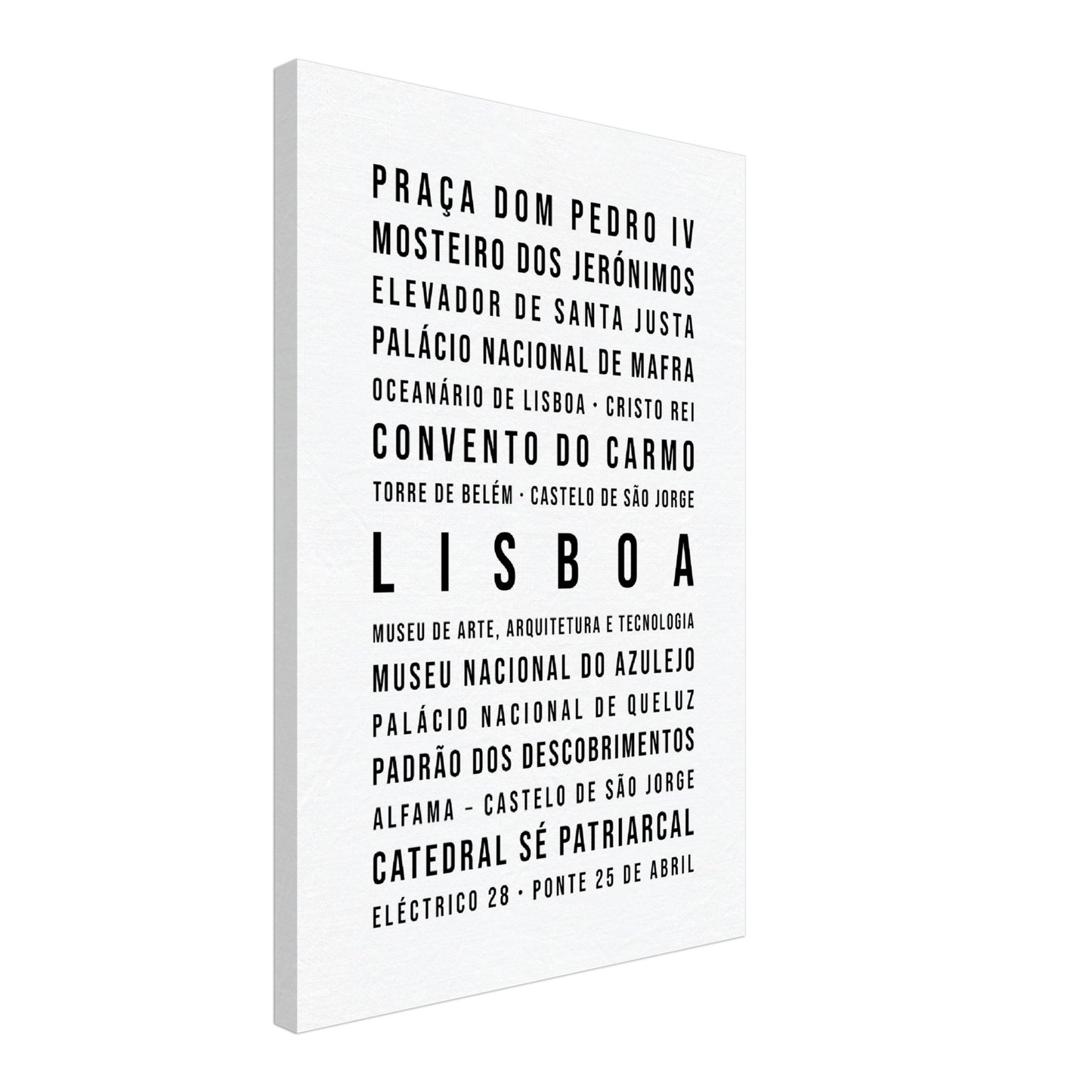 Lissabon - Typografie-Wandbild - Leinwand Weiss Neutral