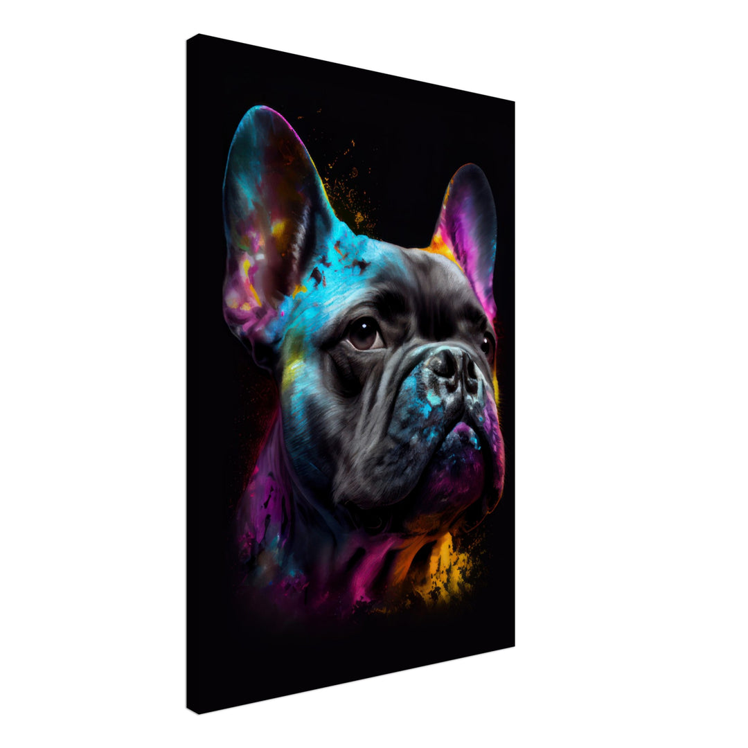 Französische Bulldogge Cooper - Hunde Wandbild - Dogs Art Leinwand ColorWorld im Hochformat - Hundebilder Hundeportrait Tiere Tierbilder Kunstdruck