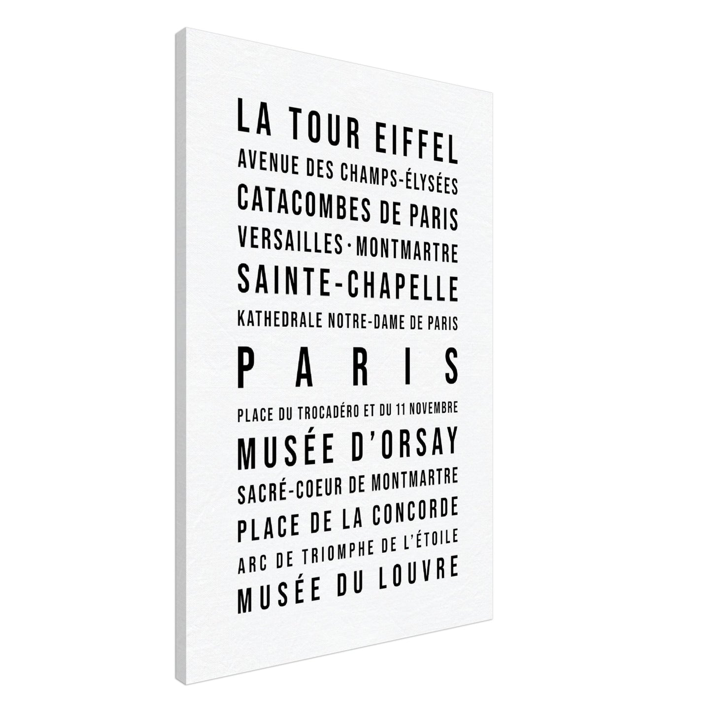 Paris - Typografie-Wandbild - Leinwand Weiss Neutral