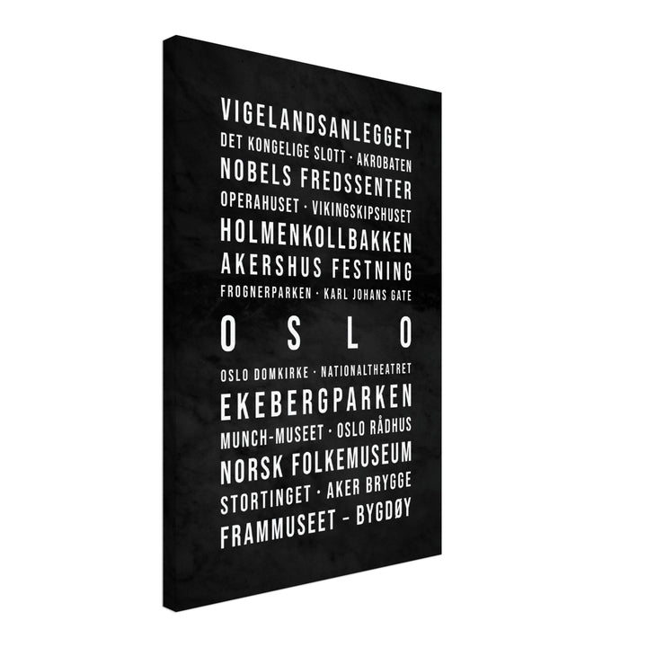 Oslo - Typografie-Wandbild - Leinwand Schwarzgrau Marmoroptik