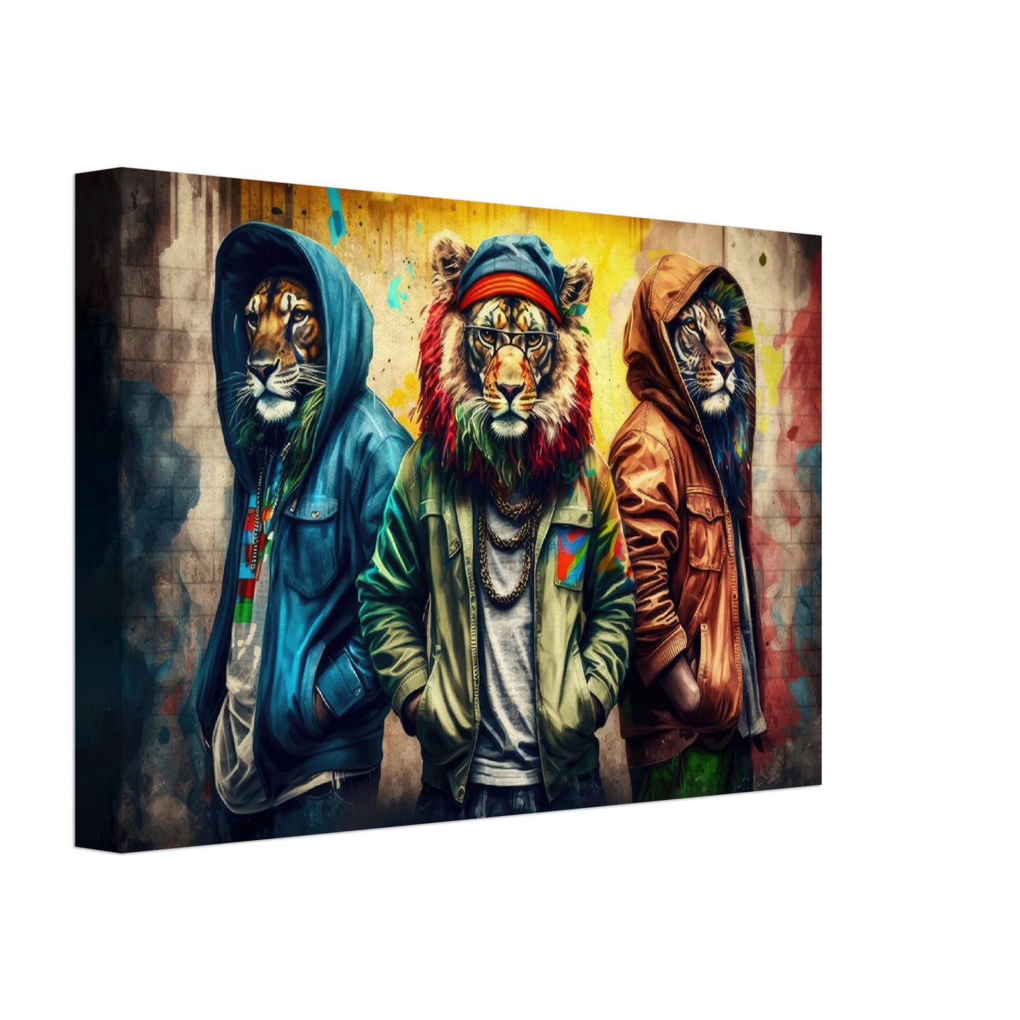 Lion's Pride - Löwen Wandbild - Crazy Wildlife Leinwand ColorWorld im Querformat - Coole Tiere & Animals Kunstdruck