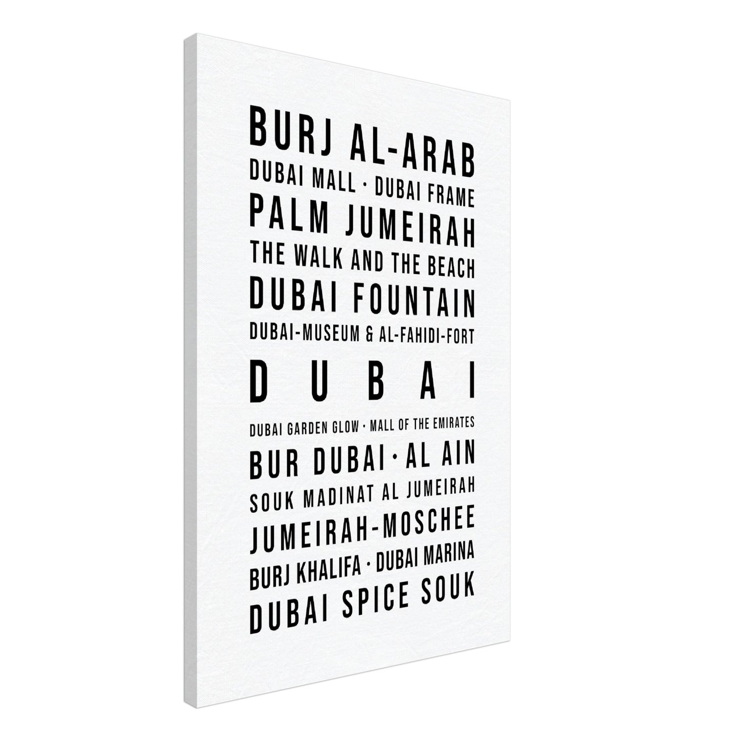 Dubai - Typografie-Wandbild - Leinwand Weiss Neutral