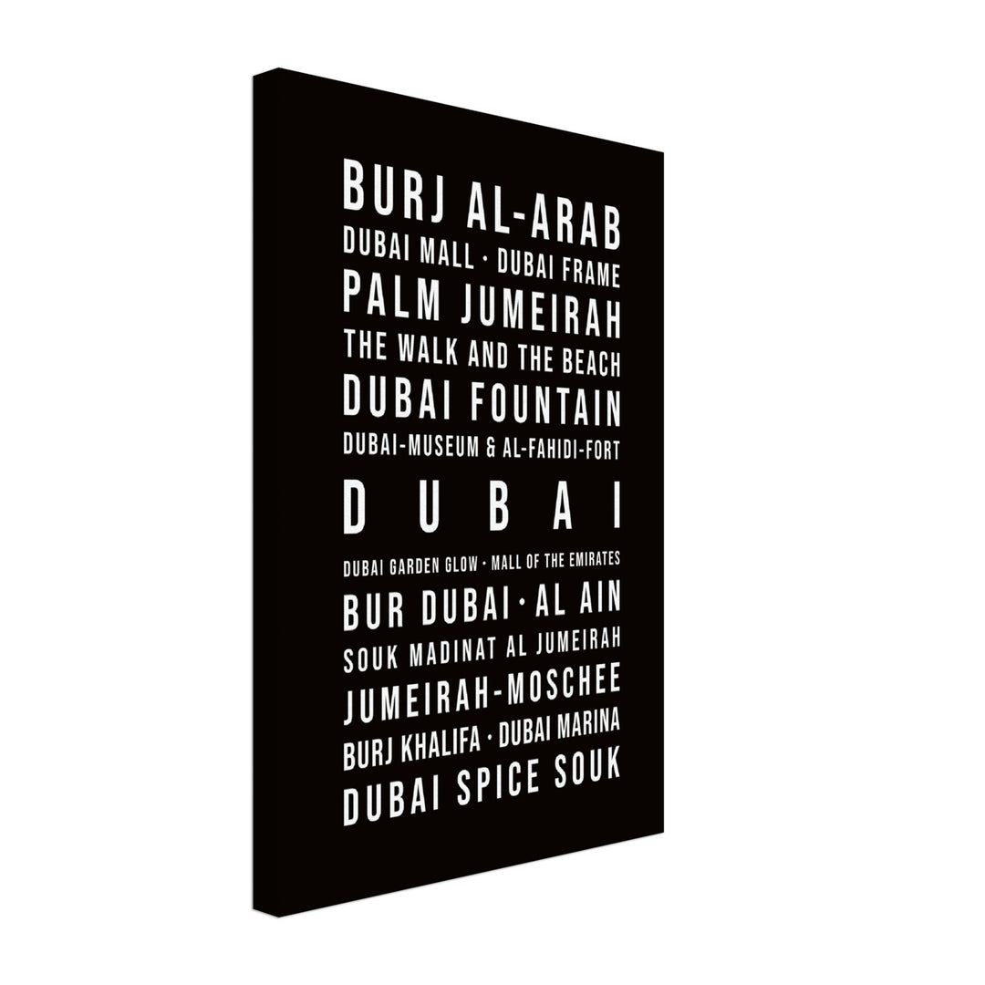 Dubai - Typografie-Wandbild - Leinwand Schwarzgrau Neutral