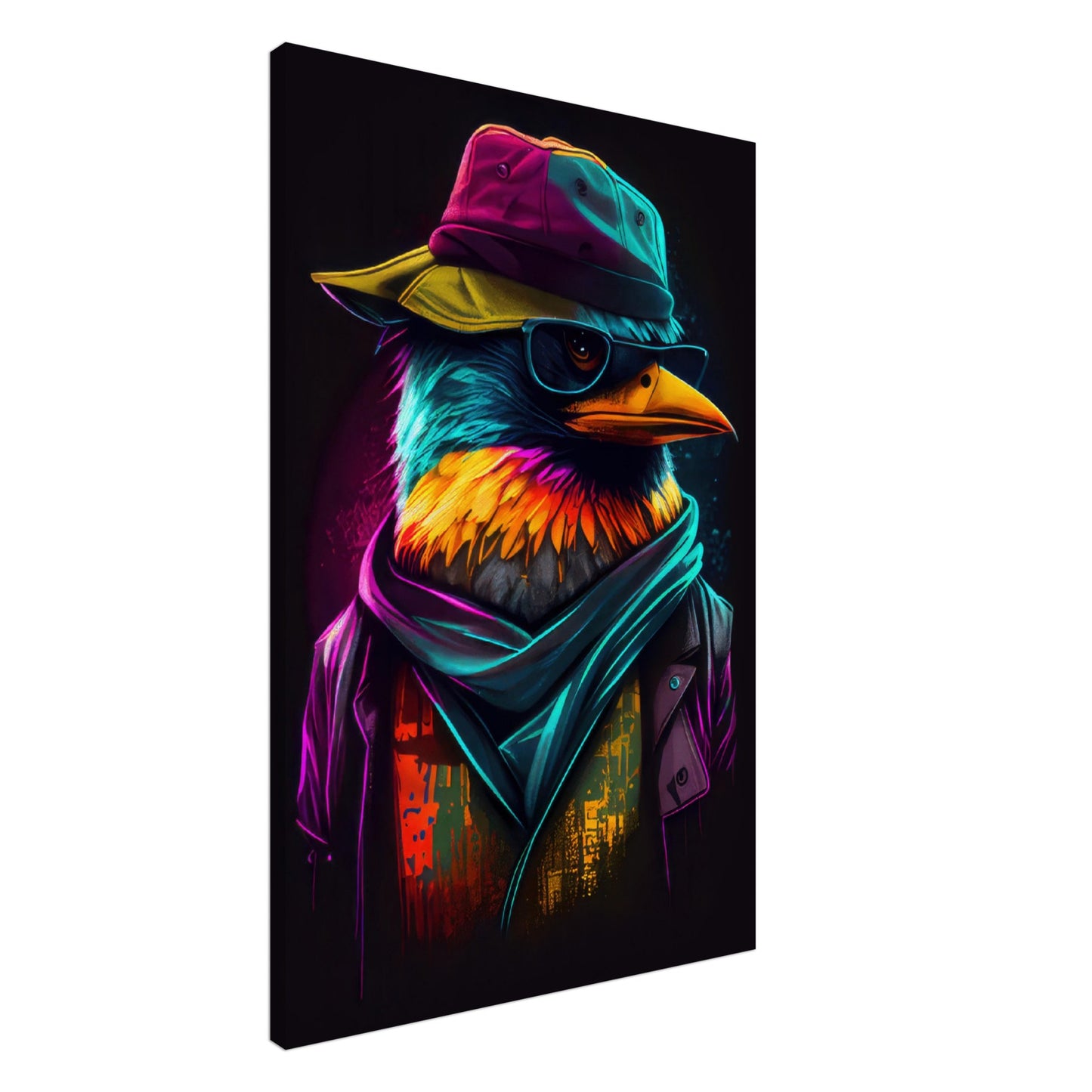 Flying High - Vögel Wandbild - Crazy Wildlife Leinwand ColorWorld im Hochformat - Coole Tiere & Animals Kunstdruck
