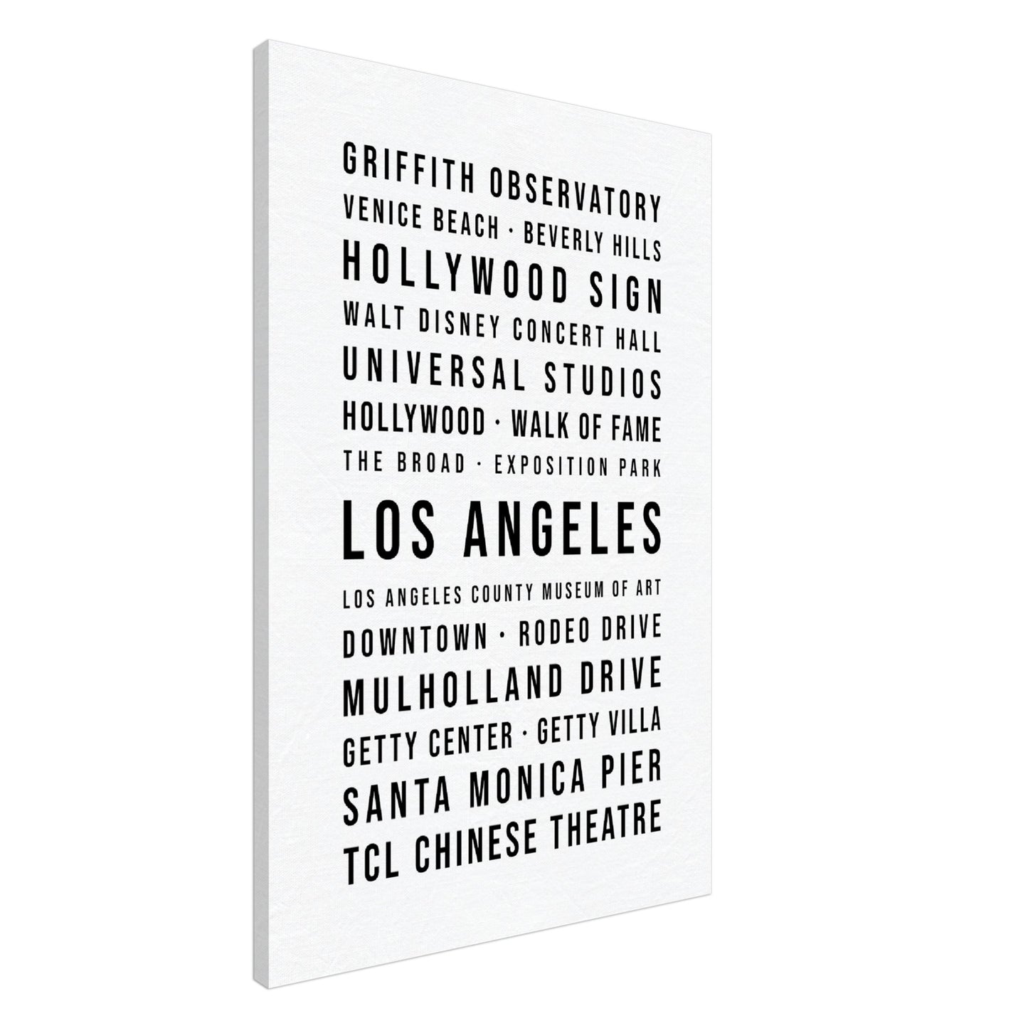 Los Angeles - Typografie-Wandbild - Leinwand Weiss Neutral