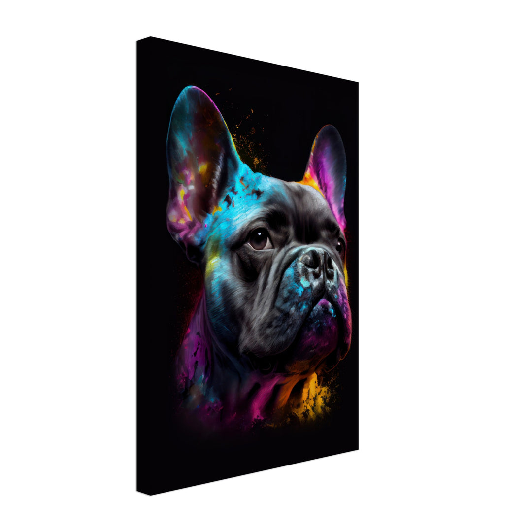 Französische Bulldogge Cooper - Hunde Wandbild - Dogs Art Leinwand ColorWorld im Hochformat - Hundebilder Hundeportrait Tiere Tierbilder Kunstdruck