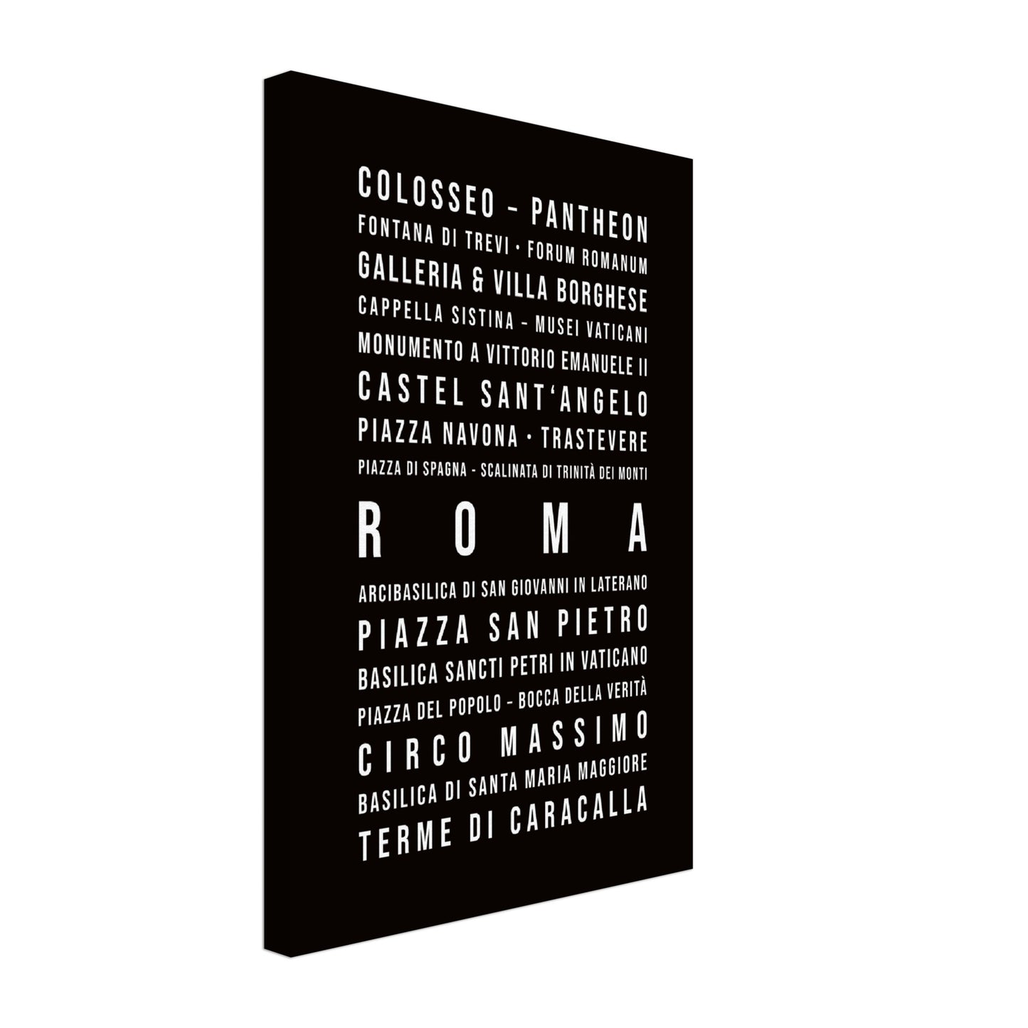 Rom - Typografie-Wandbild - Leinwand Schwarzgrau Neutral