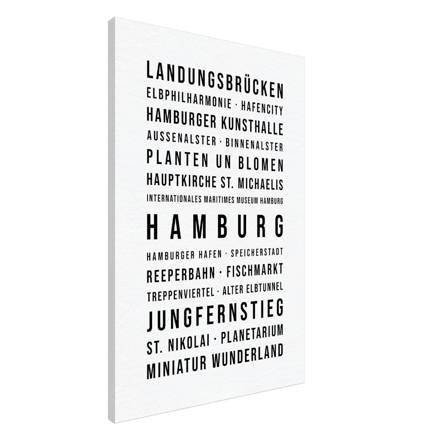 Hamburg - Typografie-Wandbild - Leinwand Weiss Neutral