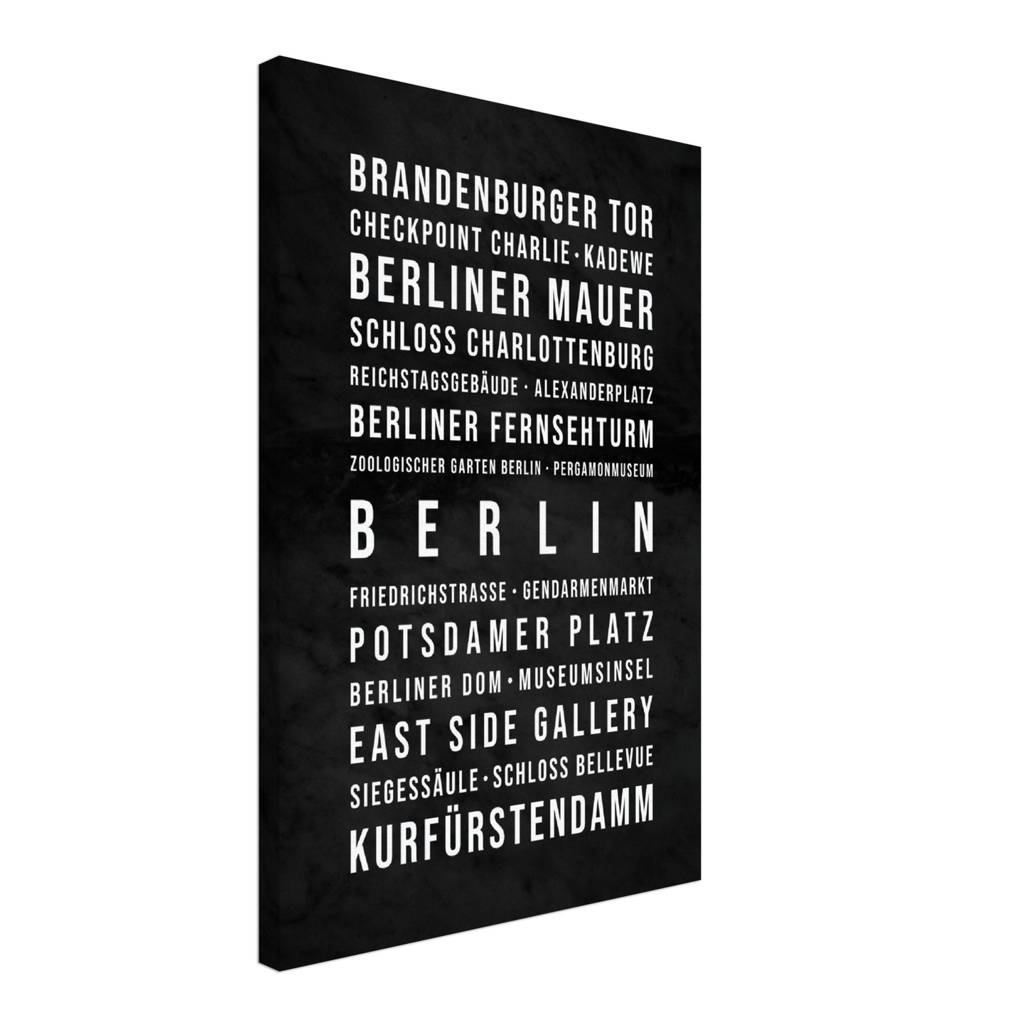 Berlin - Typografie-Wandbild - Leinwand Schwarzgrau Marmoroptik