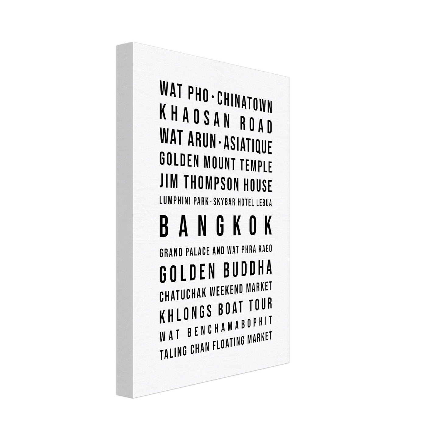 Bangkok - Typografie-Wandbild - Leinwand Weiss Neutral