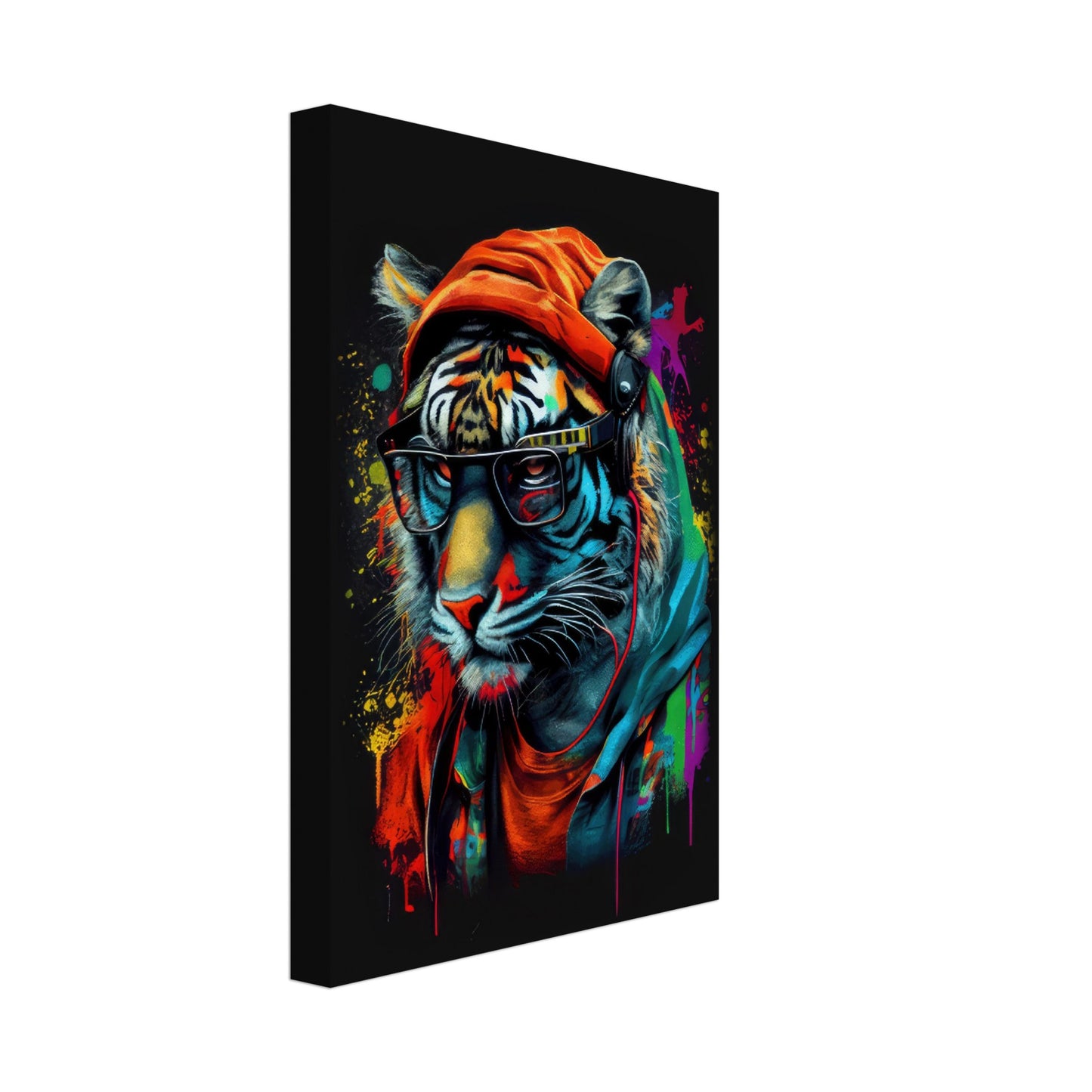 Striking Stripes - Tiger Wandbild - Crazy Wildlife Leinwand ColorWorld im Hochformat - Coole Tiere & Animals Kunstdruck