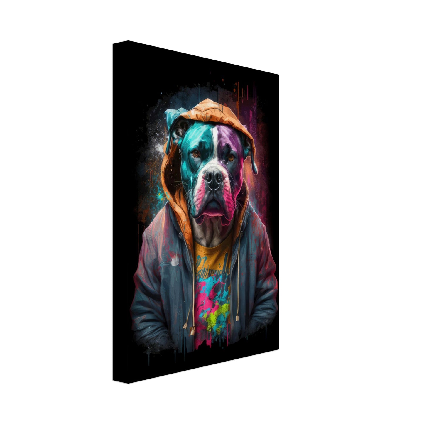 Doggy Delight - Hunde Wandbild - Crazy Wildlife Leinwand ColorWorld im Hochformat - Coole Tiere & Animals Kunstdruck