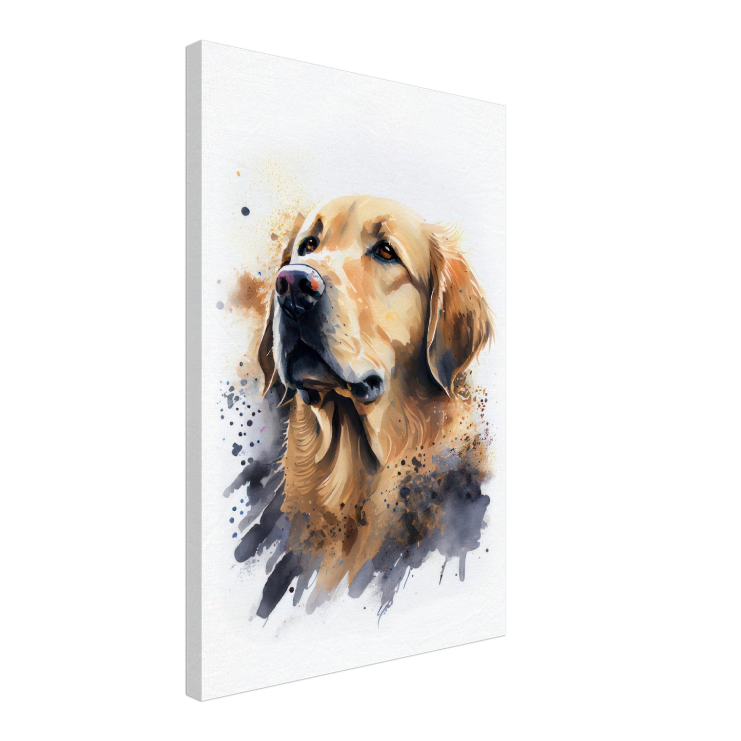 Golden Retriever Leo - Hunde Wandbild - Dogs Art Leinwand WaterColors im Hochformat - Hundebilder Hundeportrait Tiere Tierbilder Kunstdruck Aquarell