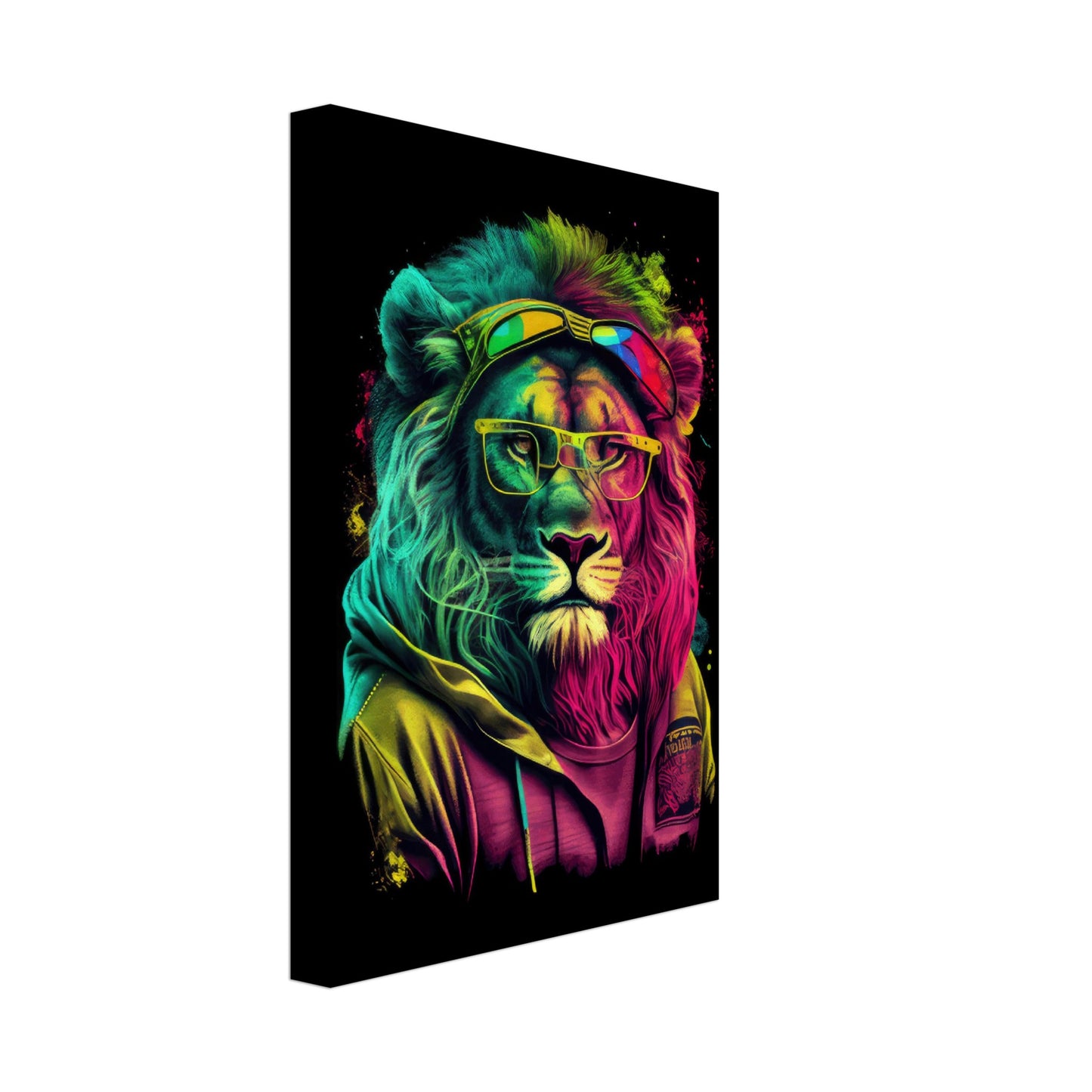 Lion's Lair - Löwen Wandbild - Crazy Wildlife Leinwand ColorWorld im Hochformat - Coole Tiere & Animals Kunstdruck