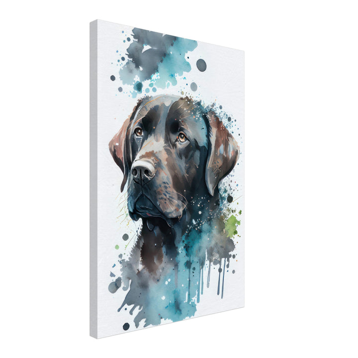 Labrador Buddy - Hunde Wandbild - Dogs Art Leinwand WaterColors im Hochformat - Hundebilder Hundeportrait Tiere Tierbilder Kunstdruck Aquarell