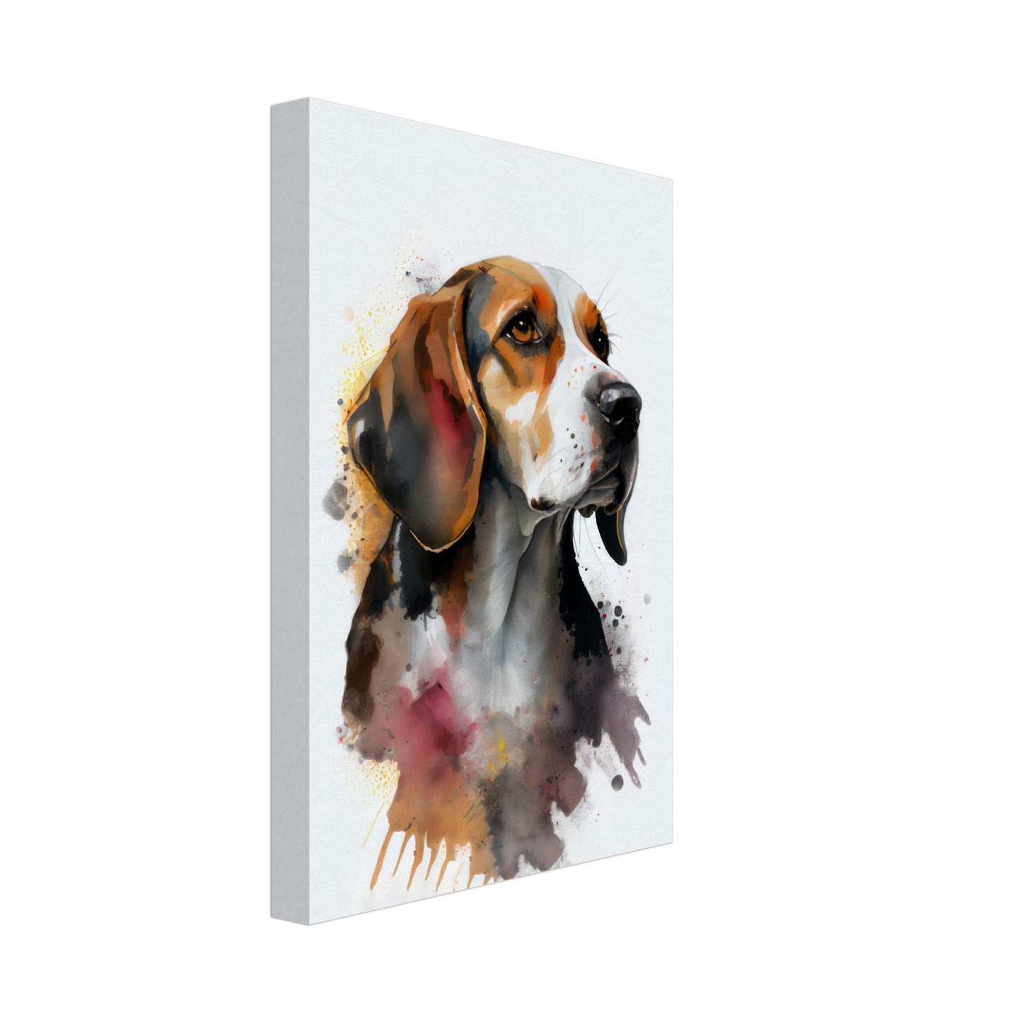 Beagle Bubbles - Hunde Wandbild - Dogs Art Leinwand WaterColors im Hochformat - Hundebilder Hundeportrait Tiere Tierbilder Kunstdruck Aquarell