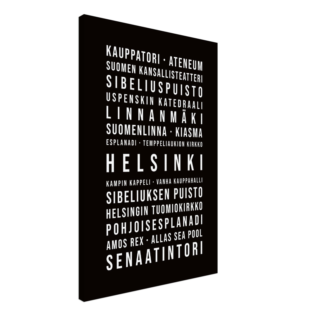 Helsinki - Typografie-Wandbild - Leinwand Schwarzgrau Neutral