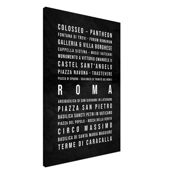 Rom - Typografie-Wandbild - Leinwand Schwarzgrau Marmoroptik