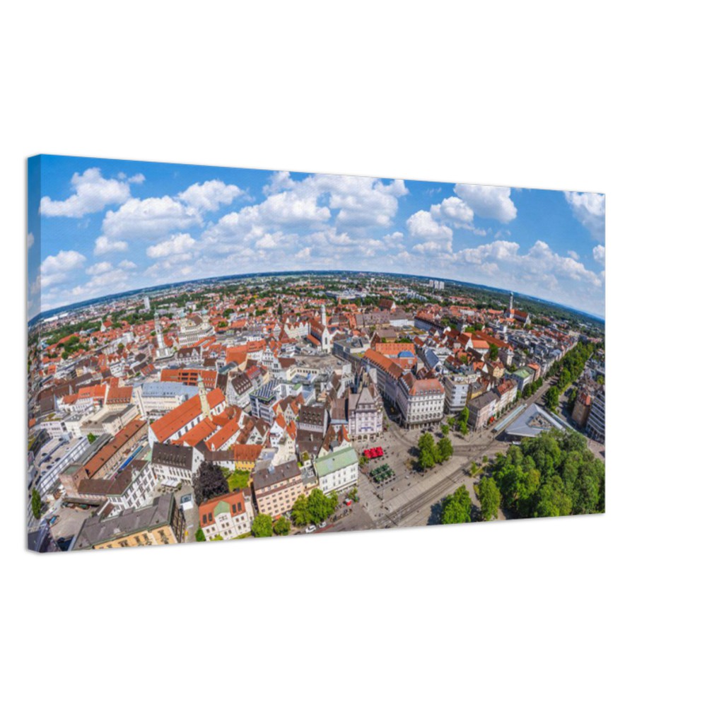 Augsburger Königsplatz mit Fuggerstrasse – Leinwand Panorama – Augsburg