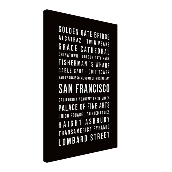 San Francisco - Typografie-Wandbild - Leinwand Schwarzgrau Neutral